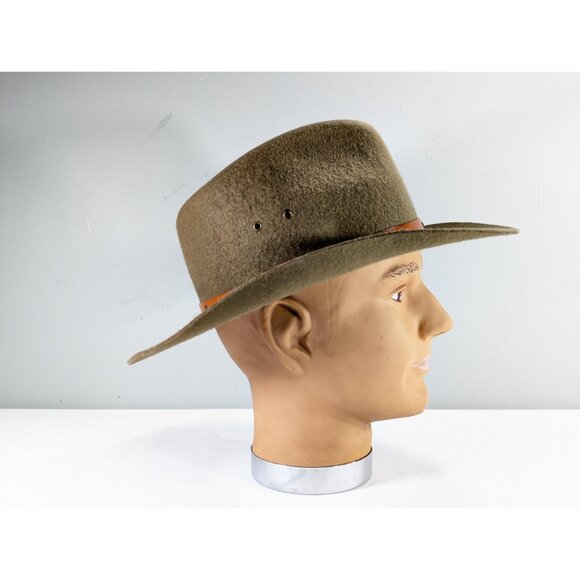 FITS. Koala Olive Green Western hard felt cowboy hat, sturdy men's sun hat made - Picture 4 of 10
